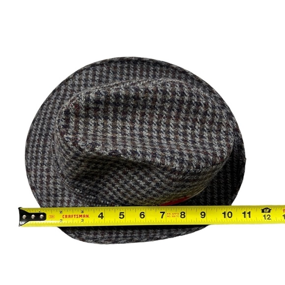 Vintage Pedigree Fifth Avenue New York Fedora Wool Hat L Large Gray Houndstooth - Picture 7 of 13